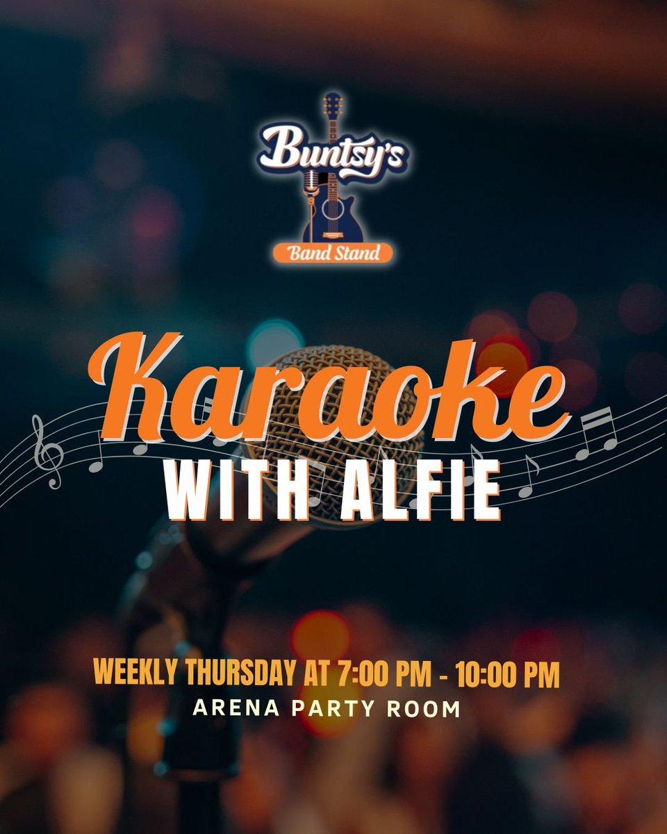 buntsys's tweet photo. Thursdays are for karaoke! Join us from 7 PM - 10 PM for a night of singing and laughter with Alfie! 🎶 

Check out our events calendar for more!
 🚀 https://t.co/zdc2RZZrvz https://t.co/7oi7nuIA6M