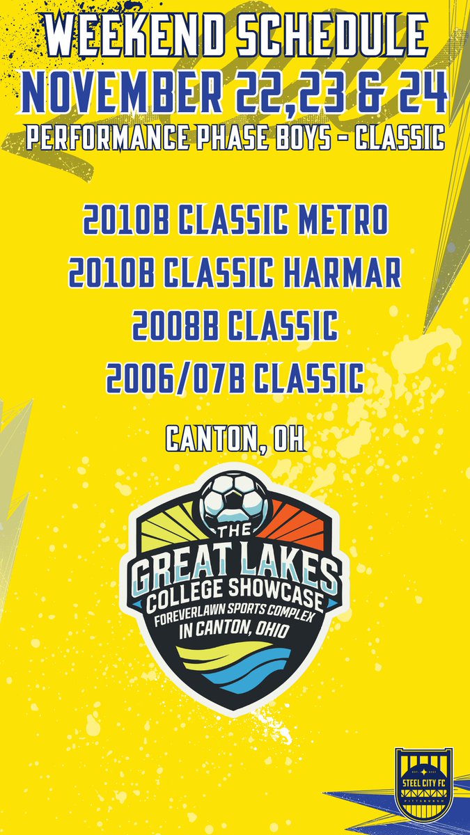 ⚽️ Performance Phase Games

The 2009B, 2008B and 2006/07B Academy teams head to showcases this weekend. The 2010s will host BVB at No OffSeason.

The Classic teams are heading to Canton, OH for the Great Lakes College Showcase

#strongertogether #homegrown #pittsburghsoccer