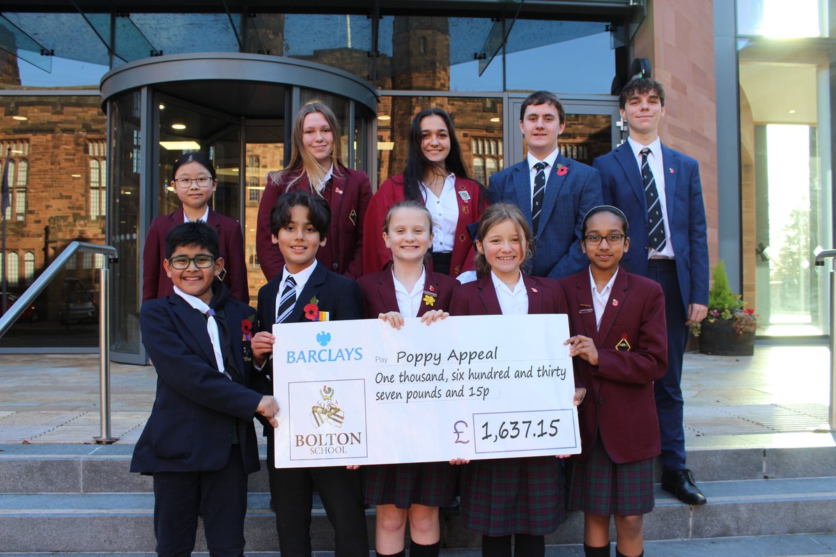 BoltonSch's tweet image. #BoltonSch pupils commemorated Armistice Day by fundraising for the @PoppyLegion raising £1637.15

Many thanks to pupils &amp;amp; staff for your donations, which will allow the #PoppyAppeal to continue to provide support to serving &amp;amp; ex-serving personnel.

#BoltonGiving #Armistice
