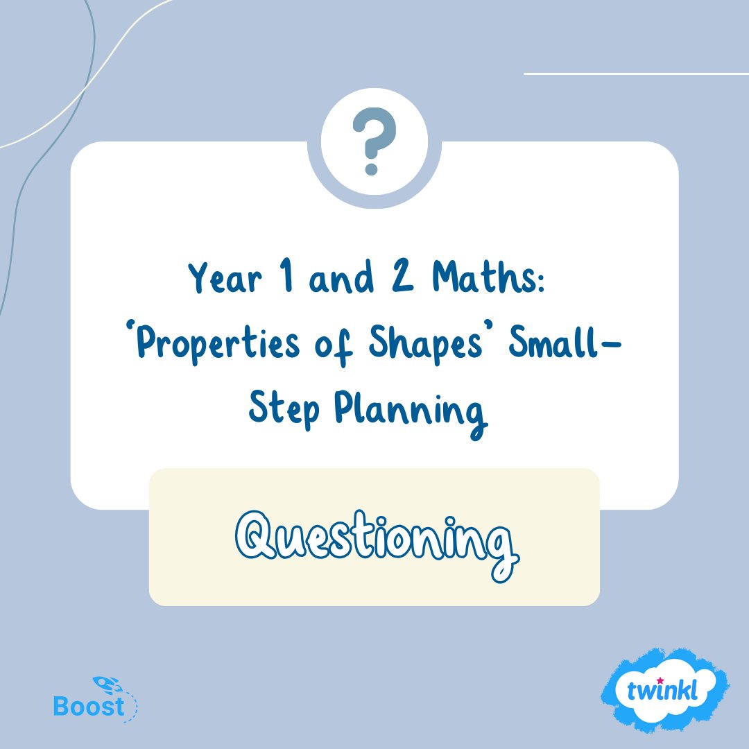 TwinklKS1's tweet image. ❓ Shape up your questioning! ❓

Year 1 &amp;amp; 2 Properties of Shape made simple with Small-Step Planning.

Click 👉 twinkl.co.uk/l/r7glq for top strategies to get your pupils thinking deeply about shapes!

#Year1Maths #Year2Maths #MathsQuestions #KS1TwinklIntervention