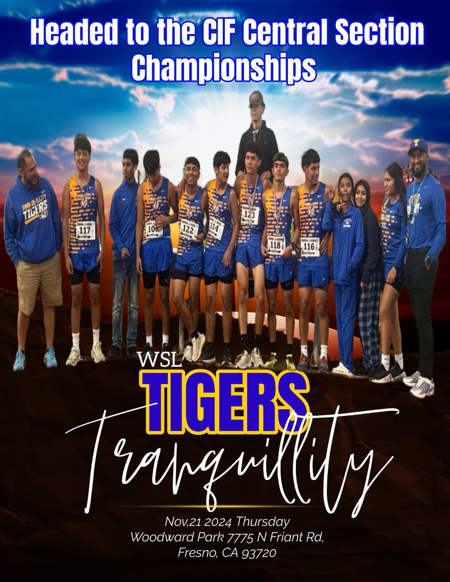 GDistrct's tweet image. Let’s wish our Tranquillity High School cross country team “Good Luck” as they travel to Woodward park to compete in the Central Section championships. Good luck team!! Goooo Tigers!!!  #crosscountry #education