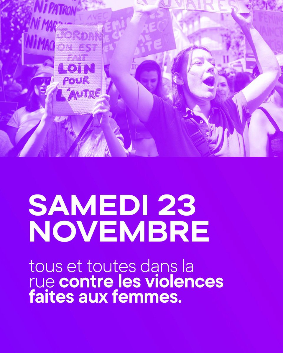 🟣 Jeunes Socialistes donc féministes !

Ce samedi #23novembre, partout en France, nous serons dans la rue contre les violences faites aux femmes !