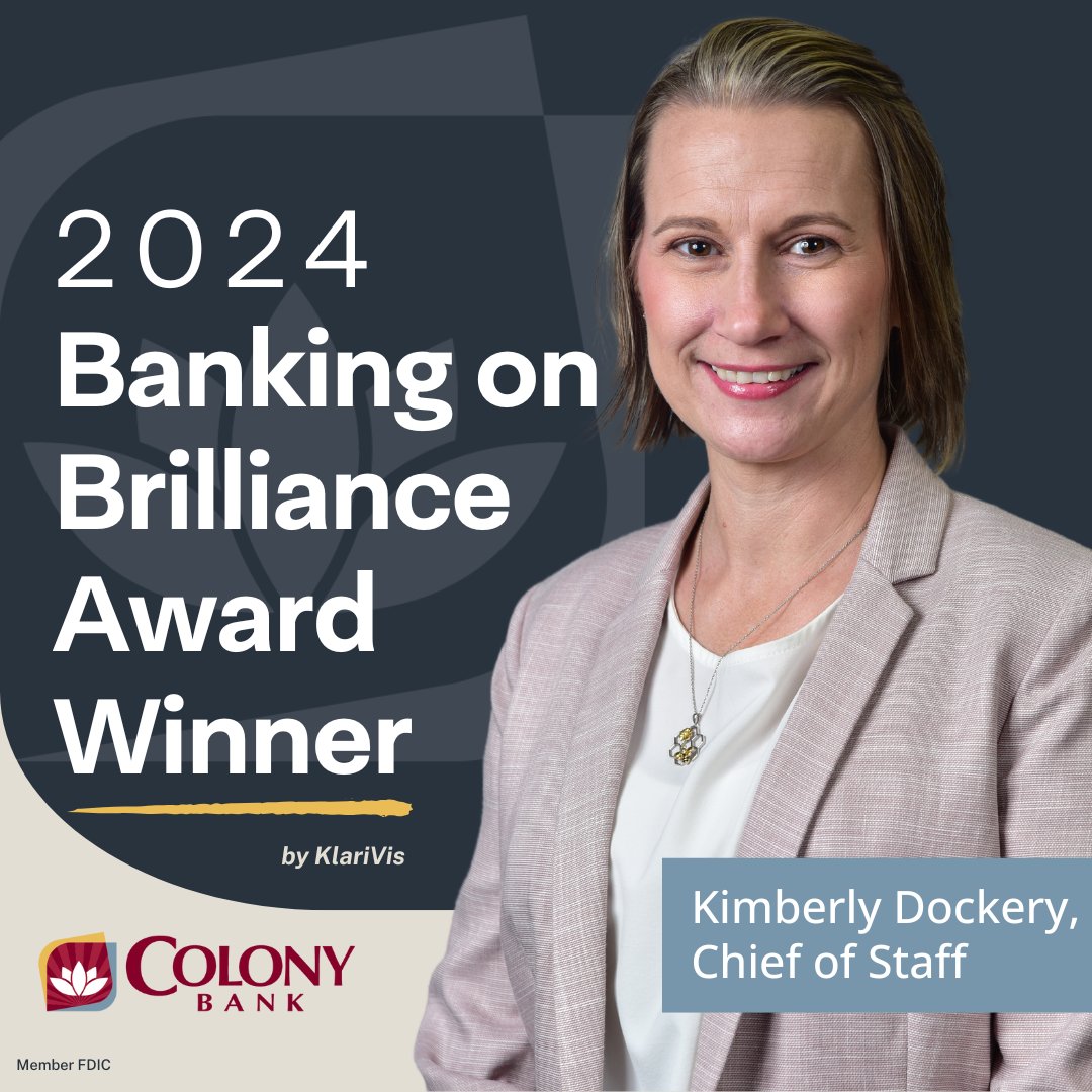 We’re proud to announce that Kimberly Dockery, Executive Vice President, Chief of Staff, has been named a 2024 Banking on Brilliance Award Winner by KlariVis! This award celebrates women in banking who are leading the charge in innovation, technology, and community impact.
