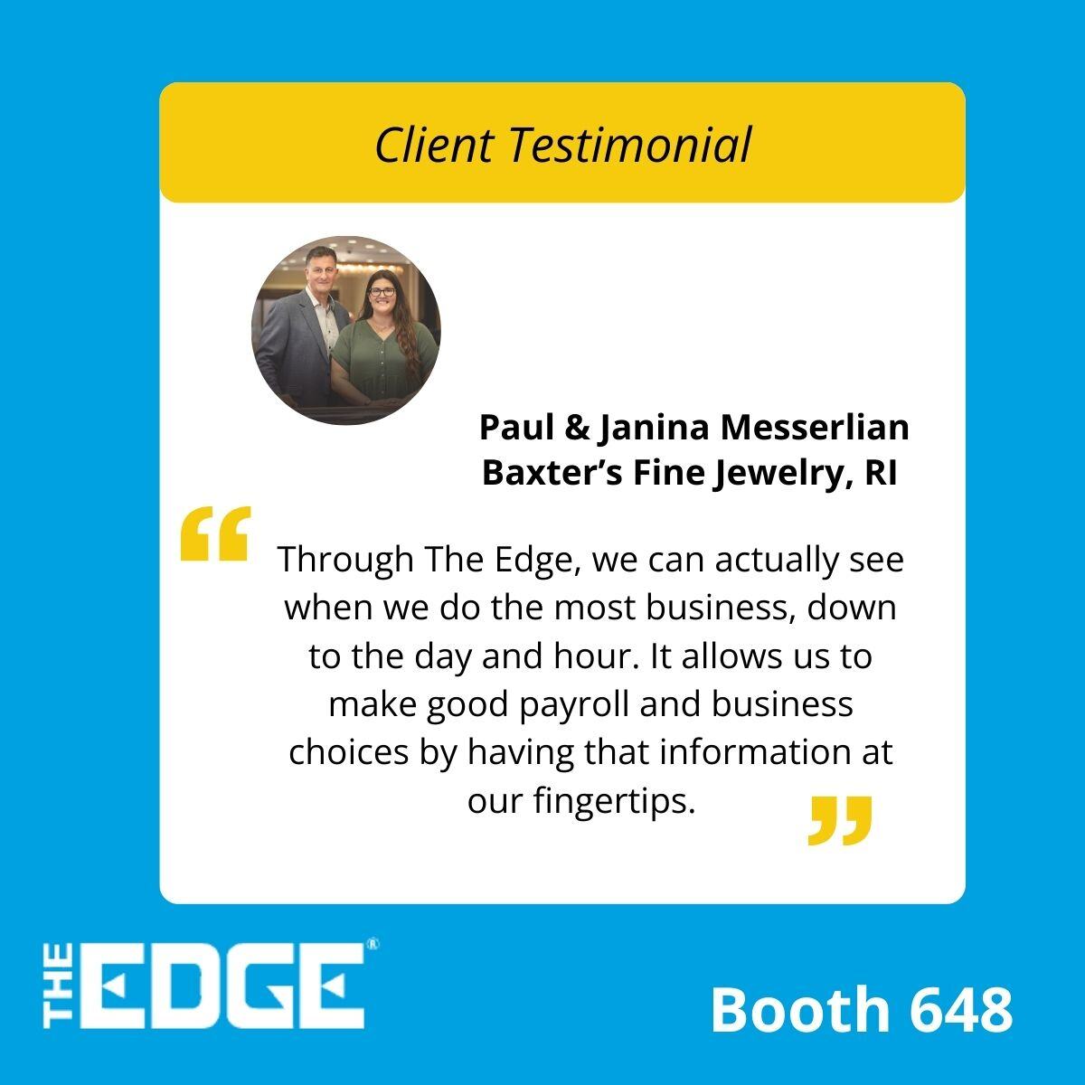 ATLJewelryShow's tweet image. The Edge in Booth 648: Maximize sales by understanding peak times and optimizing staff. A #TotalRetailSolution for your store!
👉 hubs.la/Q02YpGMz0
#TheEdge #PointOfSale #InventorySolution #StoreManagement