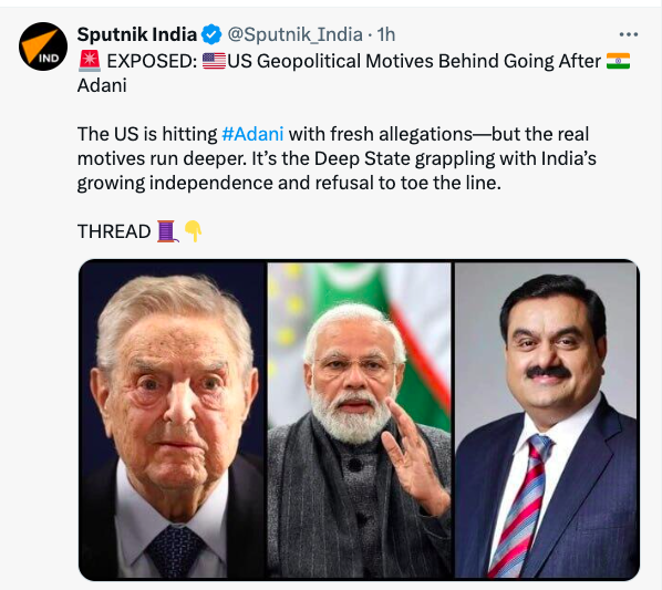 BesuraTaansane's tweet photo. The real target is not Adani, it is not even Modi, it is Bharat and its growing influence in geopolitics thanks to @narendramodi ji putting #IndiaFirst 

This thread nails it 🎯

@Sputnik_India https://t.co/Vbgab0ojoz