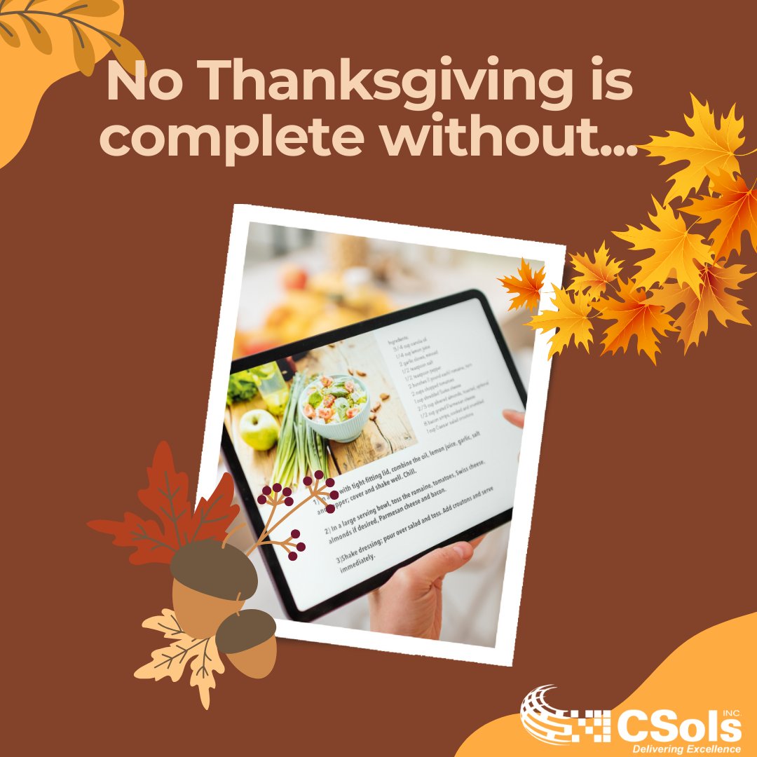 CSolsInc's tweet image. Like Thanksgiving recipes, lab strategy starts with planning! Our Strategic Services ensure all your data needs come together seamlessly. 🍽️ #Thanksgiving #StrategicServices #LabPlanning