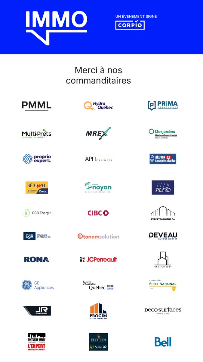 Un grand merci à nos commanditaires de soutenir notre événement 🙏  #immo2024