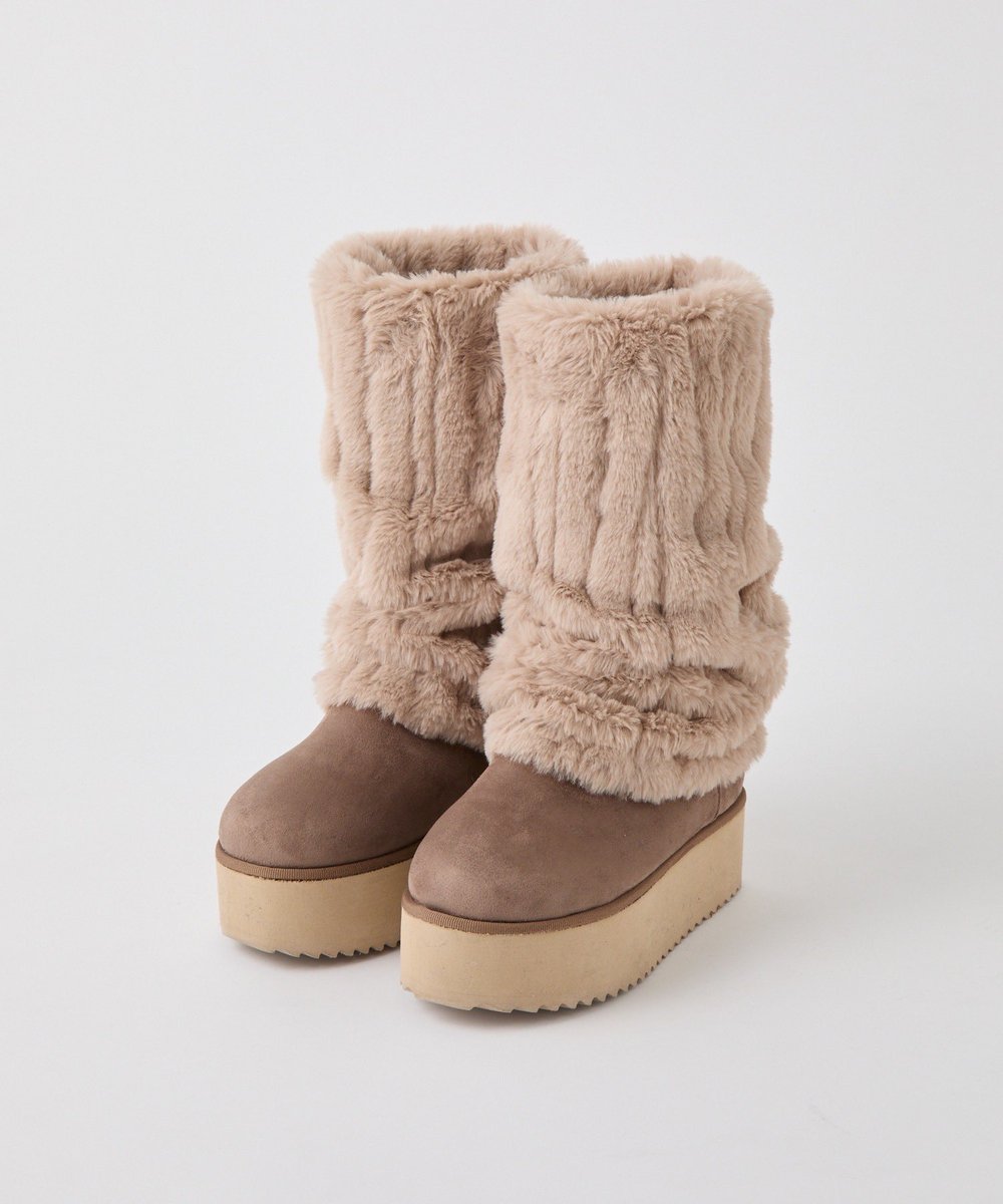 ナイスクラップ　ムートンブーツ セール】【再入荷】マイナス3キロ見えレースアップムートンブーツ