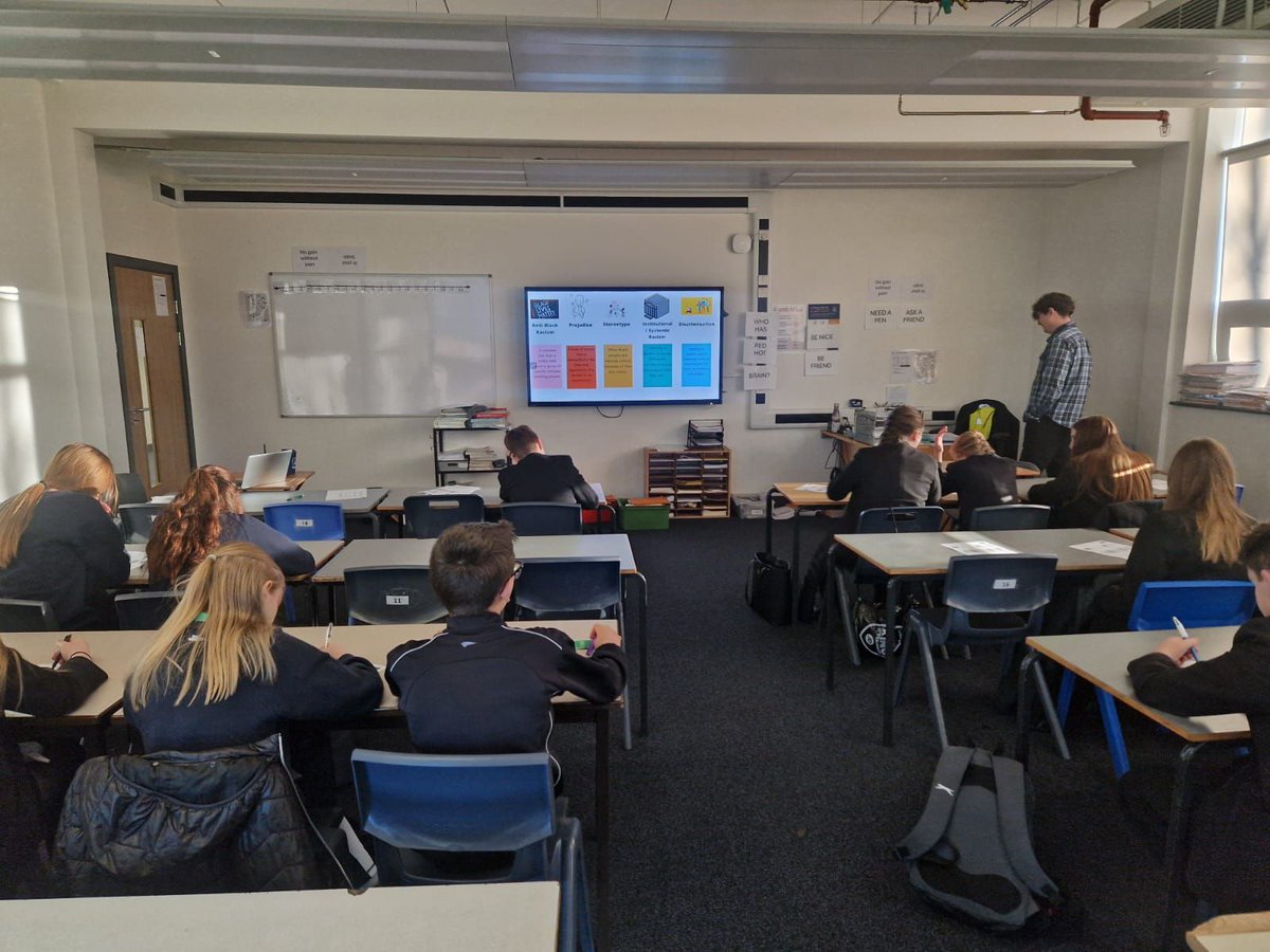 BentonParkSch's tweet photo. Delighted to have @AnneFrankTrust with us for the 3rd year delivering fantastic anti-discrimination workshops to our Y9s. Some amazing student contributions to create a future without hate and racism #collaboration #compassion https://t.co/KlxPd58FUx