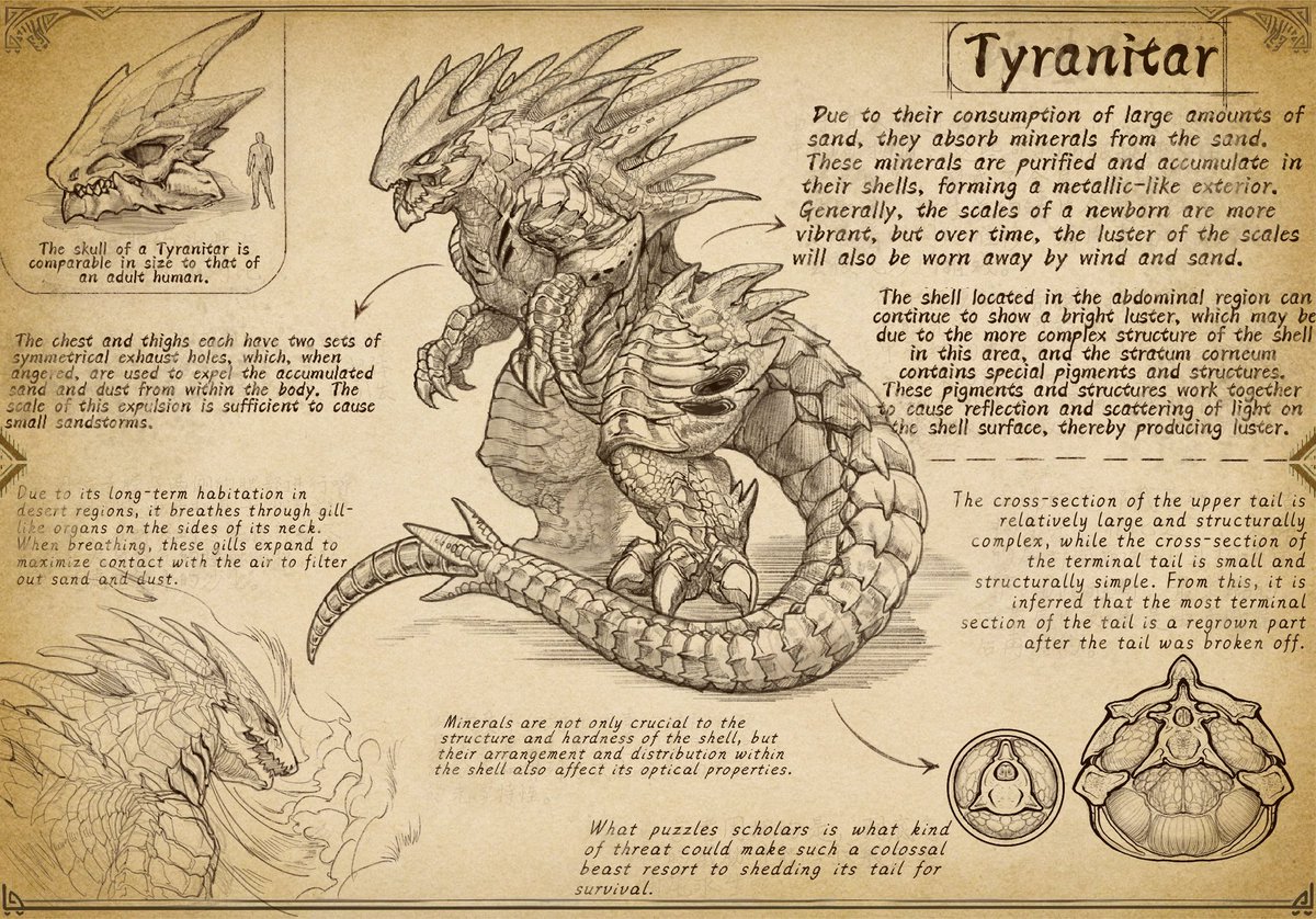slen684's tweet photo. Regarding the design of Tyranitar within the Monster Hunter universe.
#MonsterHunter #Pokemon #tyranitar https://t.co/laBR1oeaIr