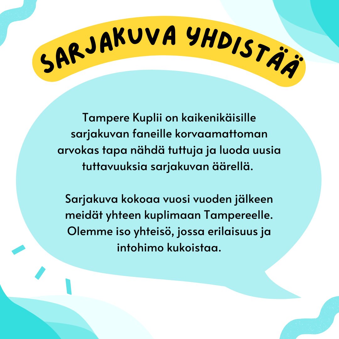 TreKuplii's tweet photo. Oletko jo äänestänyt Kupliita S-eturyhmän Kannustajat kampanjassa?

Äänestämällä tuet Tampere Kupliin toimintaa Suomen suurimpana, täysin ilmaisena hyvänmielen sarjakuvafestivaalina!

#kannustajat #pirkanmaanosuuskauppa #tamperekuplii https://t.co/Cs6FZbgN4S