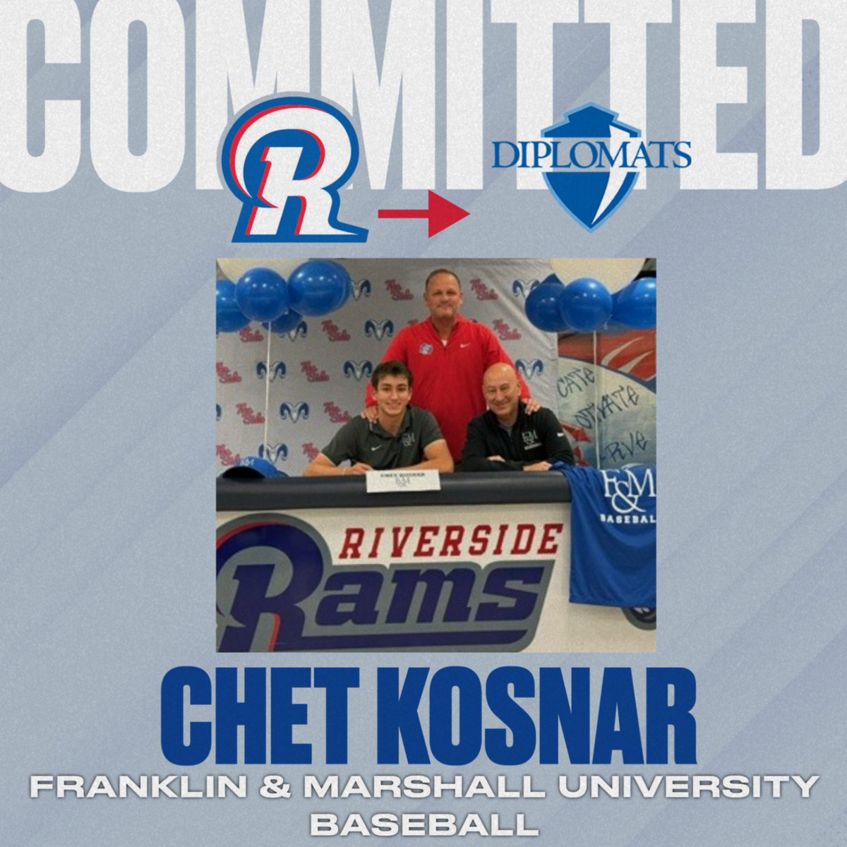 Congratulation to Chet Kosnar and his family on his commitment to continue his academic and Baseball career at Franklin &amp; Marshall.  #ROLLSIDE