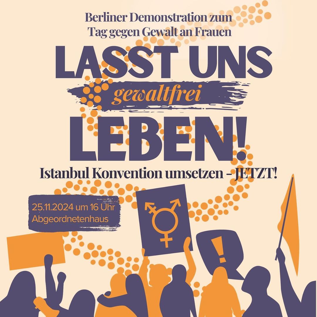 ✊Kommt zur Demo! 🪧
29 Femizide wurden allein dieses Jahr bereits in Berlin allein verübt. Während die Schwarze-Rote Koalition die Gelder für Frauenhäuser und Präventionsmaßnahmen kürzt, steigen die Zahlen der Gewaltverbrechen gegen Frauen international und auch in DEU an.