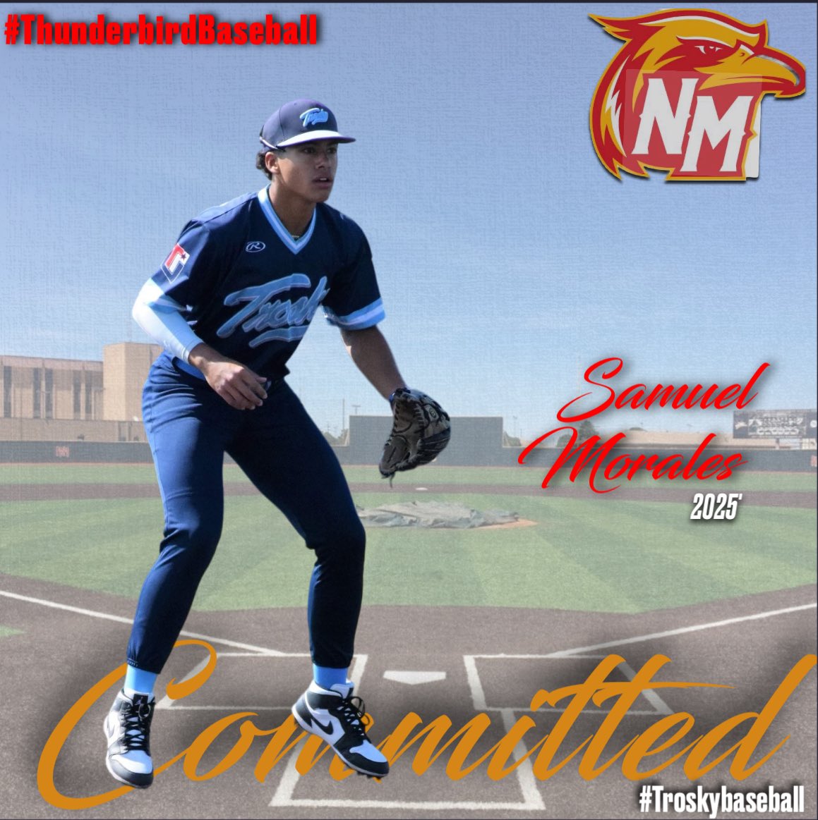 A huge congratulations to <a href="/sam_morales10/">Sam Morales</a> on his commitment to further his academic/baseball career  <a href="/NMJC_BSB/">New Mexico Junior College Baseball</a>, We are so excited for his new journey in life, we pray a hedge of protection over his new chapter.  <a href="/TroskyTeams/">Trosky Baseball Teams</a> #6toolnation #GodsPlan @troskyteams <a href="/usabaseball00/">Ruben Felix USA Baseball NTIS Scout TX</a>