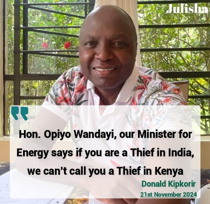 Goddie_Ke's tweet image. Hon. Opiyo Wandayi, our Minister for Energy says if you are a Thief in India, we can’t call you a Thief in Kenya - Donald Kipkoror
