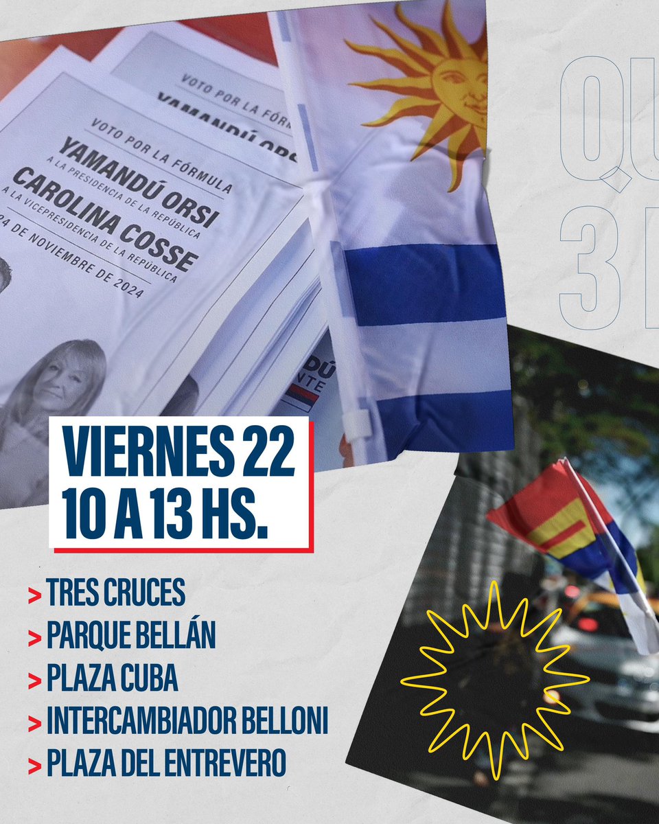 Frente_Amplio's tweet photo. Salimos a la calle con la convicción de que con Yamandú y Carolina tendremos un país mejor 💫

¡Nos respalda un Programa de Gobierno que contempla las necesidades de las personas en cada rincón del país! A conversar, a repartir hojas de votación🤩

🗣️SUMATE A CONSTRUIR LA VICTORIA

Yamandú Orsi presidente 🗳️
Sabremos cumplir 🇺🇾