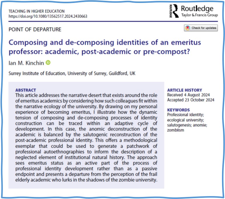 Reflections on composting the Emeriti in an era of academic zombification.

doi.org/10.1080/135625…

Published today.  

🙂
.
