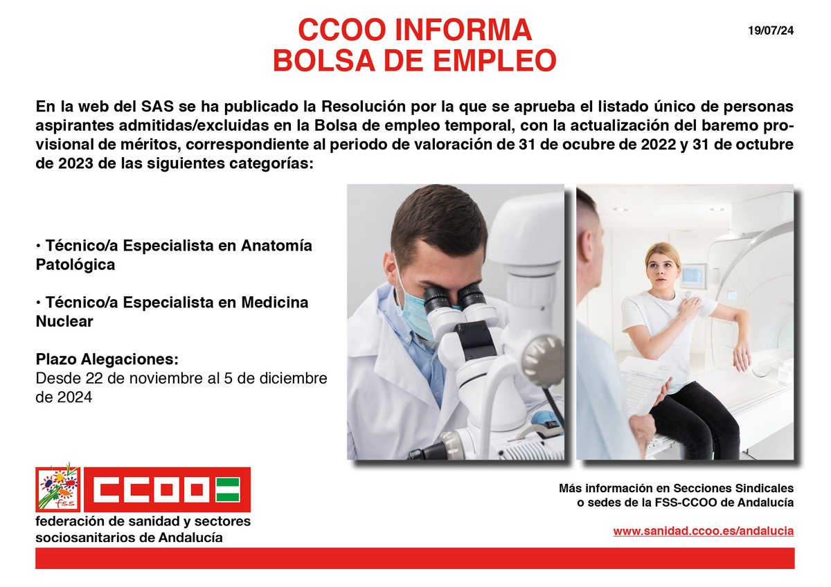 fssccooand's tweet photo. 📌 CCOO Informa - Bolsa de Empleo

📑 Aprobado listado único de personas aspirantes admitidas/excluidas de diferentes categorías

🗓 Se abre plazo de alegaciones

#CCOOTuSolución https://t.co/v87OiqBiu3
