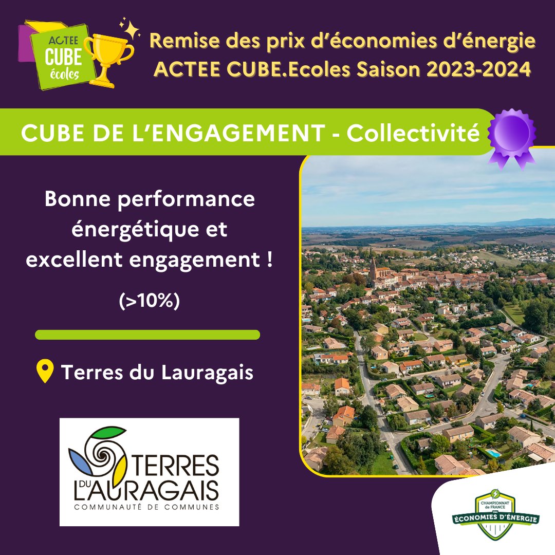 CubeScolaire's tweet photo. 🔴DIRECT Remise des prix ACTEE CUBE.Ecoles saison 2 au @salondesmaires.
Les Terres du Lauragais remportent un CUBE de l’Engagement Collectivité pour l’excellente implication et les bons résultats d’économies d’énergie (>10%) ! 🏅
Invitée : Lison GLYESES, Maire de Nailloux. #SMCL https://t.co/0aV5MZEPsn
