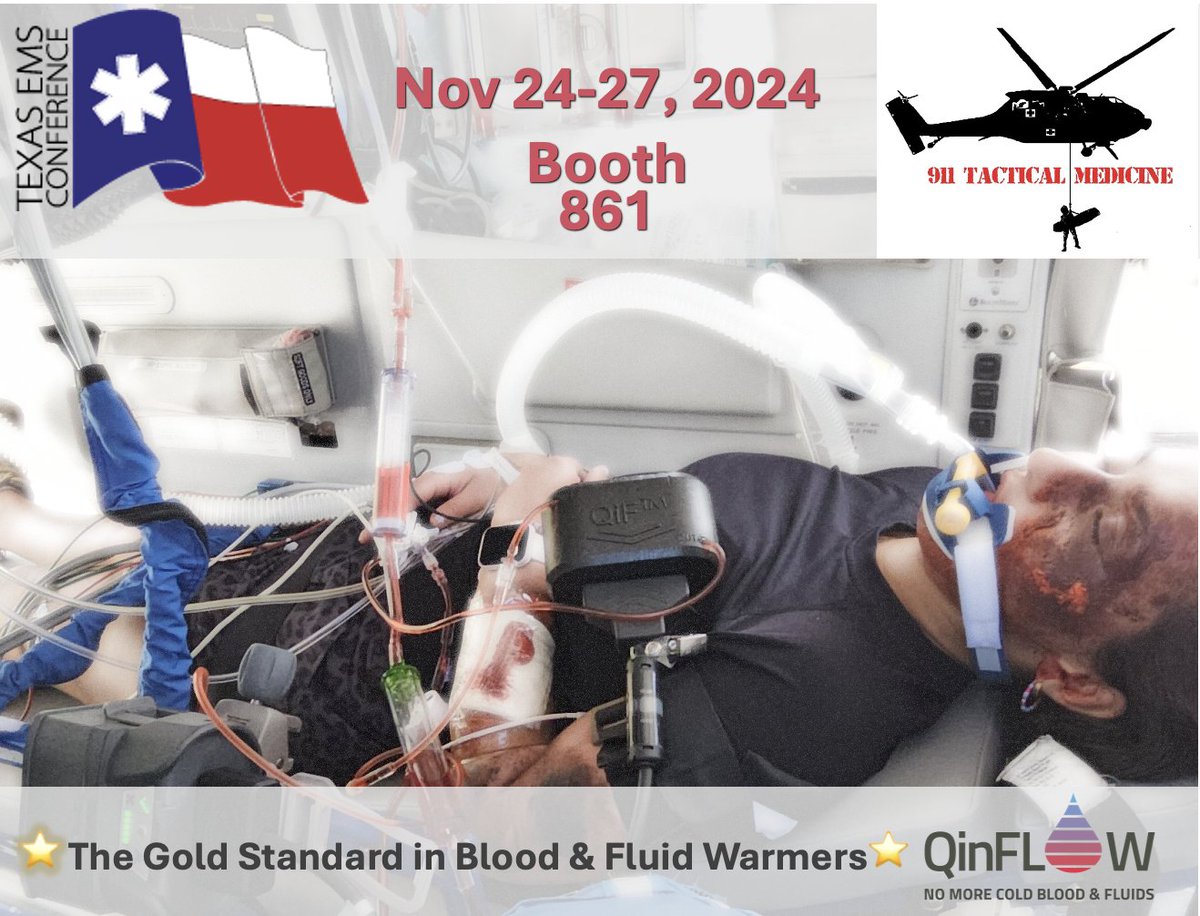 If you will be at the Texas EMS Conference next week, stop by 911 Tactical Medicine's booth 861 to learn about their services and the ⭐️Gold Standard⭐️ in Blood &amp; Fluid Warmers: The QinFlow Warrior lite. November 24-27, 2024. Fort Worth, TX

#EMS #TraumaMedicine #WarmIsBetter