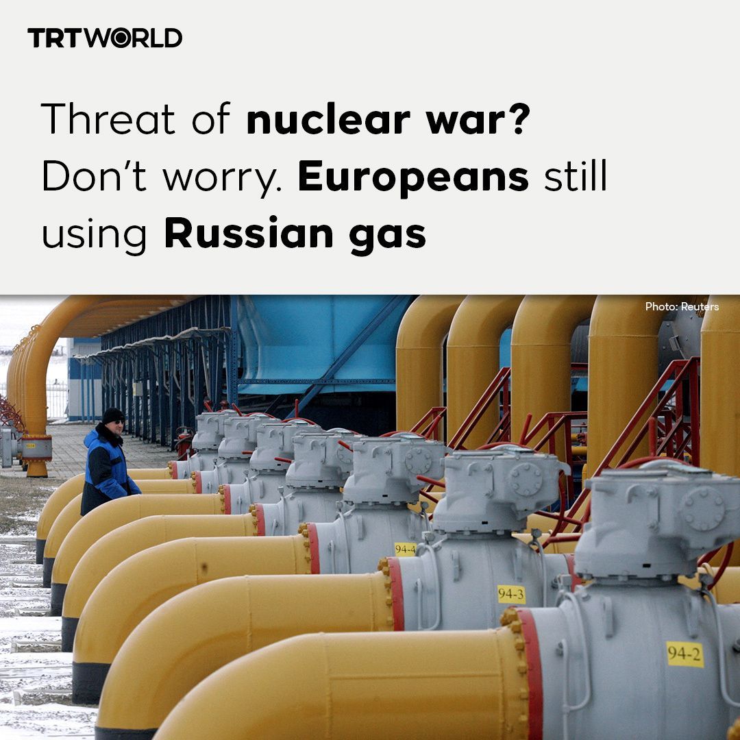 Tens of thousands dead, a nuclear threat hangs over, and an ICBM has been fired – yet Russian gas continues to flow across Ukraine, so European consumers don’t freeze
🔗 trt.world/v7fq