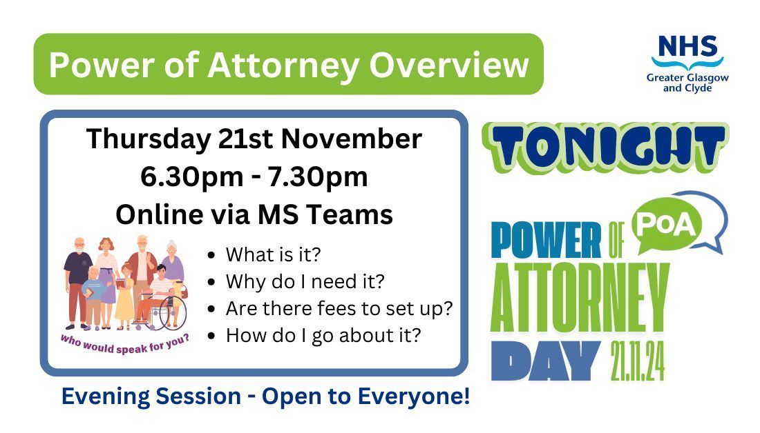 NHSGGC Carers (@nhsggccarers) on Twitter photo π Today is #PoA Day!
Many people only realise the importance of a #PoA when it's needed. Starting the conversation now helps make a stressful time later a bit easier.
Join us π buff.ly/4dK6lbF
<a href="/EastDunHSCP/">East Dun HSCP</a> <a href="/GCHSCP/">Glasgow City HSCP</a> <a href="/WDCouncil/">West Dunbartonshire Council</a> <a href="/RenHSCP/">Renfrewshire Health and Social Care Partnership</a> <a href="/InverclydeHSCP/">Inverclyde HSCP</a> <a href="/erhscp/">East Renfrewshire Health & Social Care Partnership</a> @nhsggc π Today is #PoA Day!
Many people only realise the importance of a #PoA when it's needed. Starting the conversation now helps make a stressful time later a bit easier.
Join us π buff.ly/4dK6lbF
<a href="/EastDunHSCP/">East Dun HSCP</a> <a href="/GCHSCP/">Glasgow City HSCP</a> <a href="/WDCouncil/">West Dunbartonshire Council</a> <a href="/RenHSCP/">Renfrewshire Health and Social Care Partnership</a> <a href="/InverclydeHSCP/">Inverclyde HSCP</a> <a href="/erhscp/">East Renfrewshire Health & Social Care Partnership</a> @nhsggc