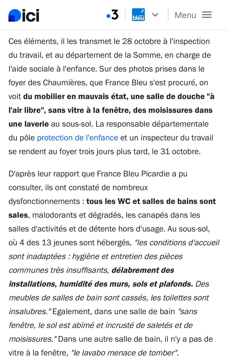 NajibBym's tweet image. Dans un article, France Bleu Picardie nous apprend aujourd’hui que l’éducateur a l’origine du signalement - rats, cafards, punaises de lit, douches sans fenêtres, pas de chauffage, moisissures dans un foyer de l’ASE à Amiens - a été licencié. 

J’ai reçu de nouveaux éléments qui…