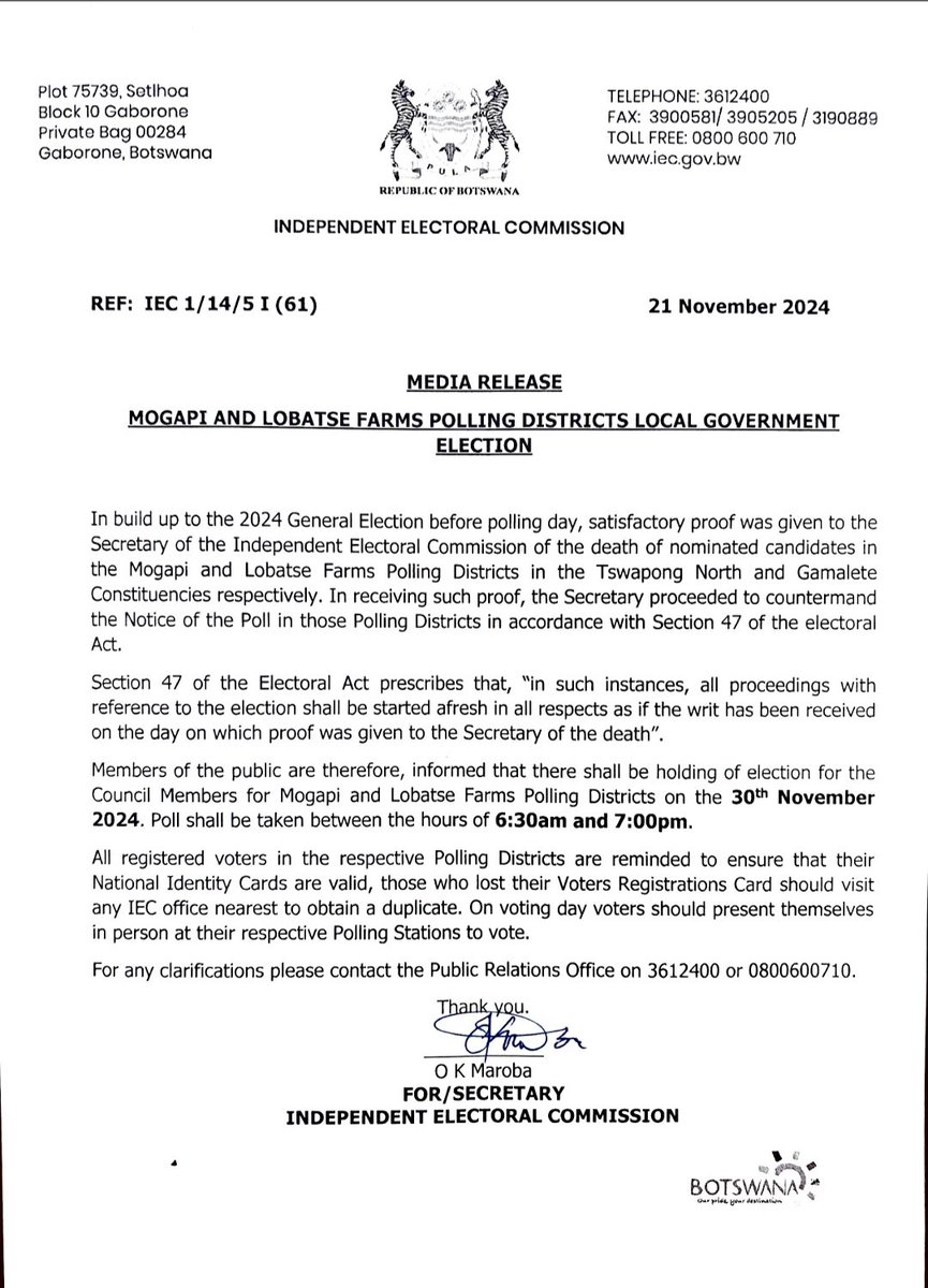 𝐌𝐄𝐃𝐈𝐀 𝐑𝐄𝐋𝐄𝐀𝐒𝐄 

𝐌𝐎𝐆𝐀𝐏𝐈 𝐀𝐍𝐃 𝐋𝐎𝐁𝐀𝐓𝐒𝐄 𝐅𝐀𝐑𝐌𝐒 𝐏𝐎𝐋𝐋𝐈𝐍𝐆 𝐃𝐈𝐒𝐓𝐑𝐈𝐂𝐓𝐒 𝐋𝐎𝐂𝐀𝐋 𝐆𝐎𝐕𝐄𝐑𝐍𝐌𝐄𝐍𝐓 𝐄𝐋𝐄𝐂𝐓𝐈𝐎𝐍