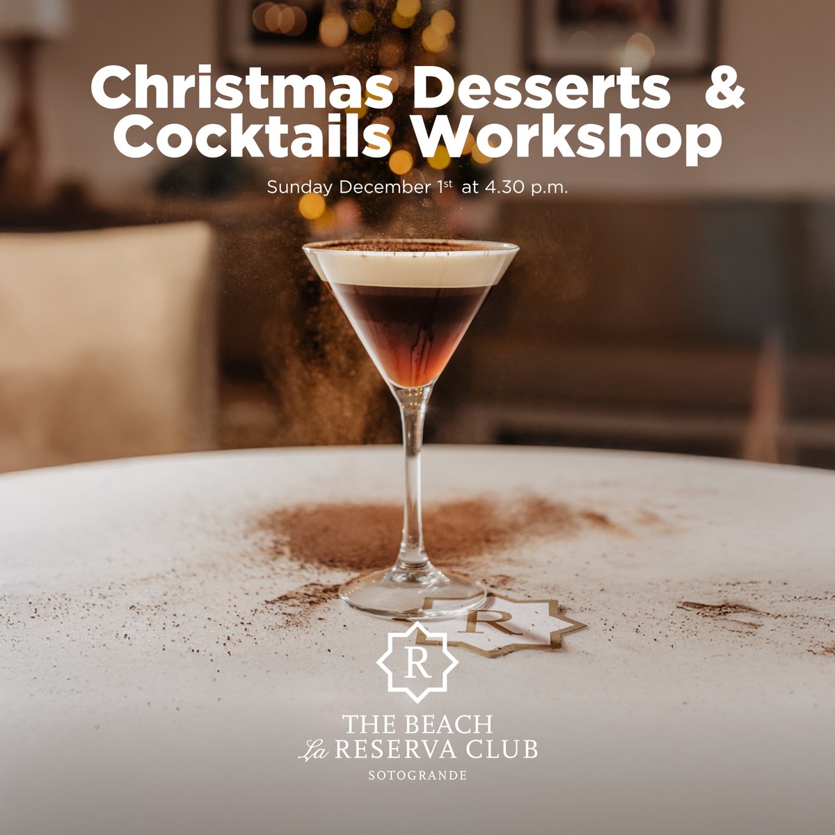 Xmas Desserts &amp; Cocktails Workshop at The Beach

Become the ultimate holiday host on December 1st! Join Chef Alberto Sarmiento for a festive masterclass where you'll learn to create 3 irresistible desserts paired with 3 perfect holiday cocktails. Impress your guests this season!