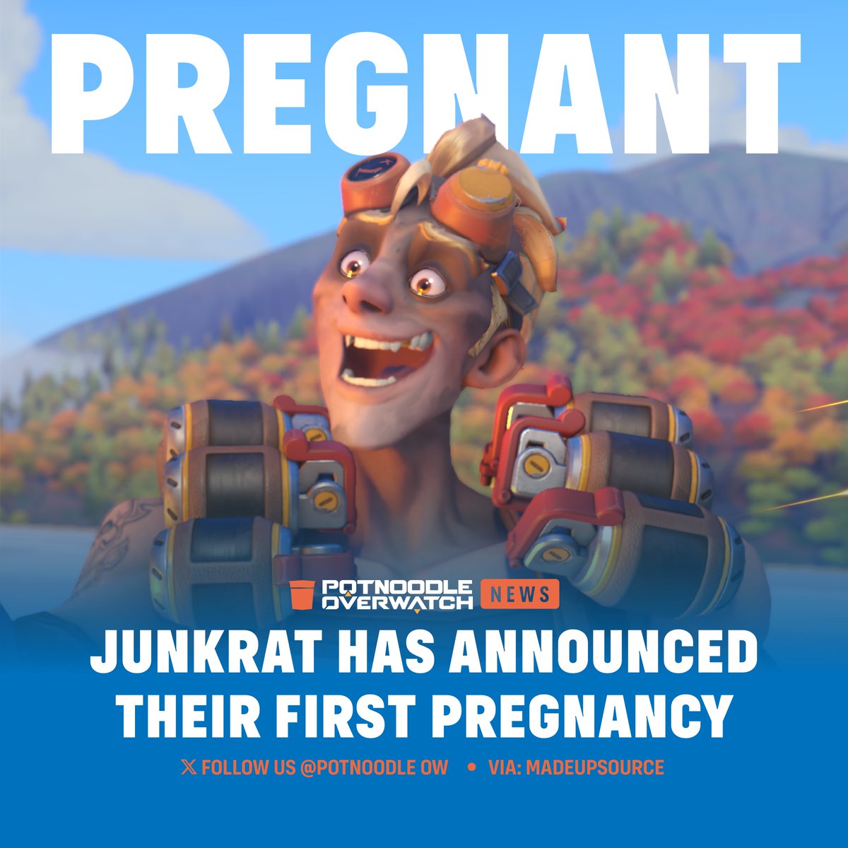 PotNoodleOW's tweet image. Junkrat From #Overwatch Has Announced Their Pregnancy Publicly Today. 🐀🫄