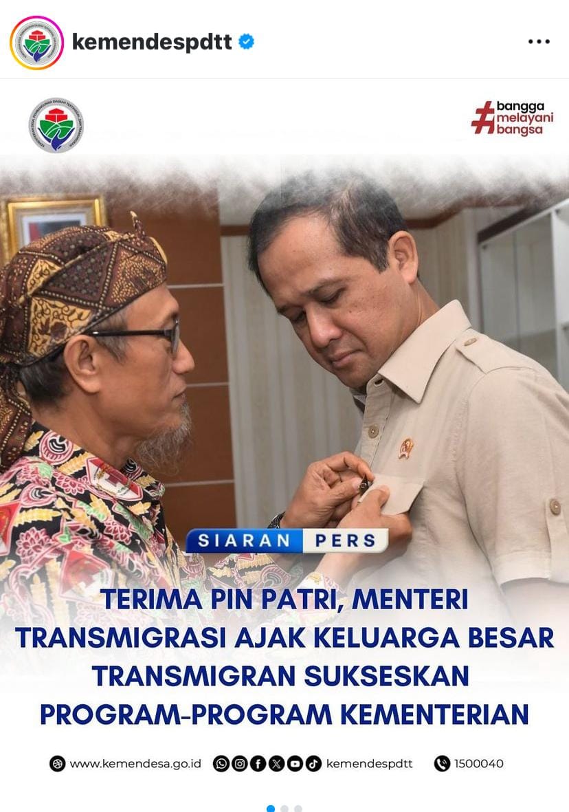 PATRI_Trans's tweet photo. pemberitaan Transmigrasi mulai sedikit massif. Masih perlu dikuatkan lagi.

KoDe, 21 November 2024
Hasprabu (Ketum DPP PATRI) https://t.co/3HbVaiTJle