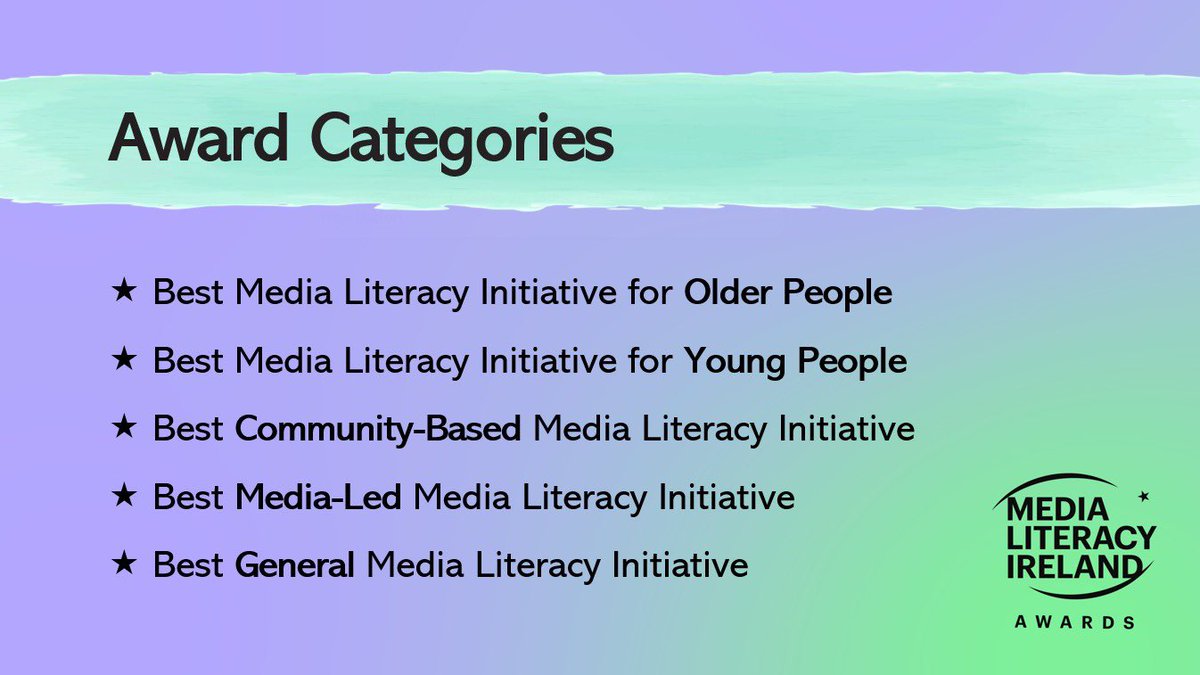 MediaLiteracyIreland (@medialitireland) on Twitter photo Check out the award categories for the #MLIAwards2024! 🏆✨ The awards aim to recognise initiatives that empower individuals and communities with media literacy skills! 🎉 #MediaLiteracyIreland <a href="/CNaM_ie/">Coimisiún na Meán</a> Check out the award categories for the #MLIAwards2024! 🏆✨ The awards aim to recognise initiatives that empower individuals and communities with media literacy skills! 🎉 #MediaLiteracyIreland <a href="/CNaM_ie/">Coimisiún na Meán</a>