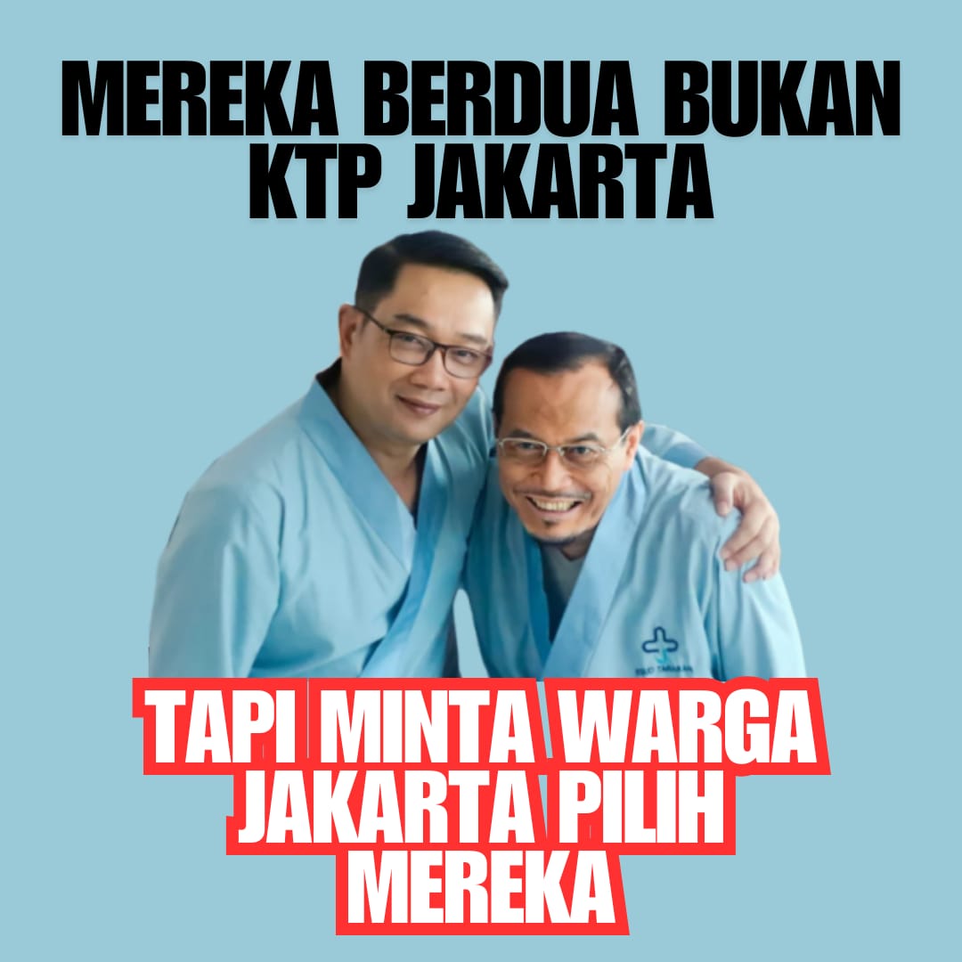 Mau sampai kapan model aturan Gila seperti ini? Pemilih wajib punya KTP Jakarta - yg dipilih KTP liar datang darinmana saja bisa. UU apa ini? Emang mau apa di Jakarta? Sok tahu.. Jadinya model si Jokowi..Jakarta hanya jadi alat manggung doang...