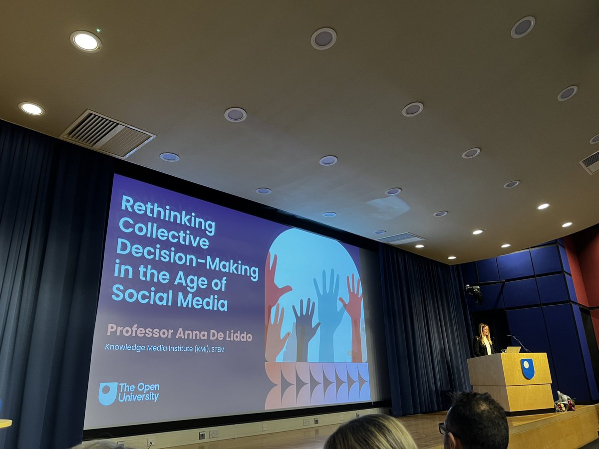 retnolaras's tweet image. Inaugural Lecture by my brilliant PhD supervisor, Professor Anna DeLiddo, on rethinking collective decision-making.  Always so inspiring ❤️ @OpenUniversity #OUTalks #OUResearch