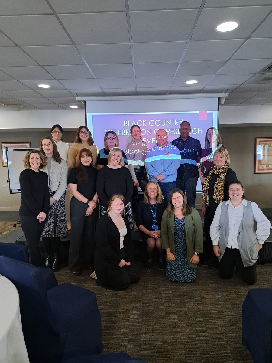 Our Research and Development Team was out in force at the Black Country Celebration of Research event at The Hawthorns today. Sarah Glover (middle row, furthest right), R&amp;D Directorate Manager, organised the event, and there were numerous speakers from RWT. #BlackCountryResearch