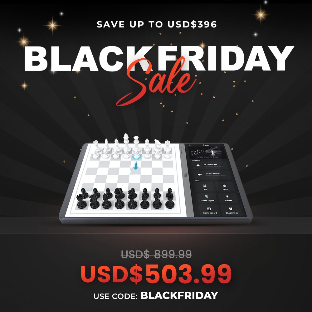 Chessnutech2022's tweet image. 📷 Chessnut’s Biggest Black Friday Sale Ever! 📷
— 20% OFF storewide at Chessnut!Now’s the best time to grab your favorites.
📷 Use code "BLACKFRIDAY" to Save up to $440! 📷
📷 Hurry, this deal won’t last! Don’t wait another year for savings like this.: chessnutech.com