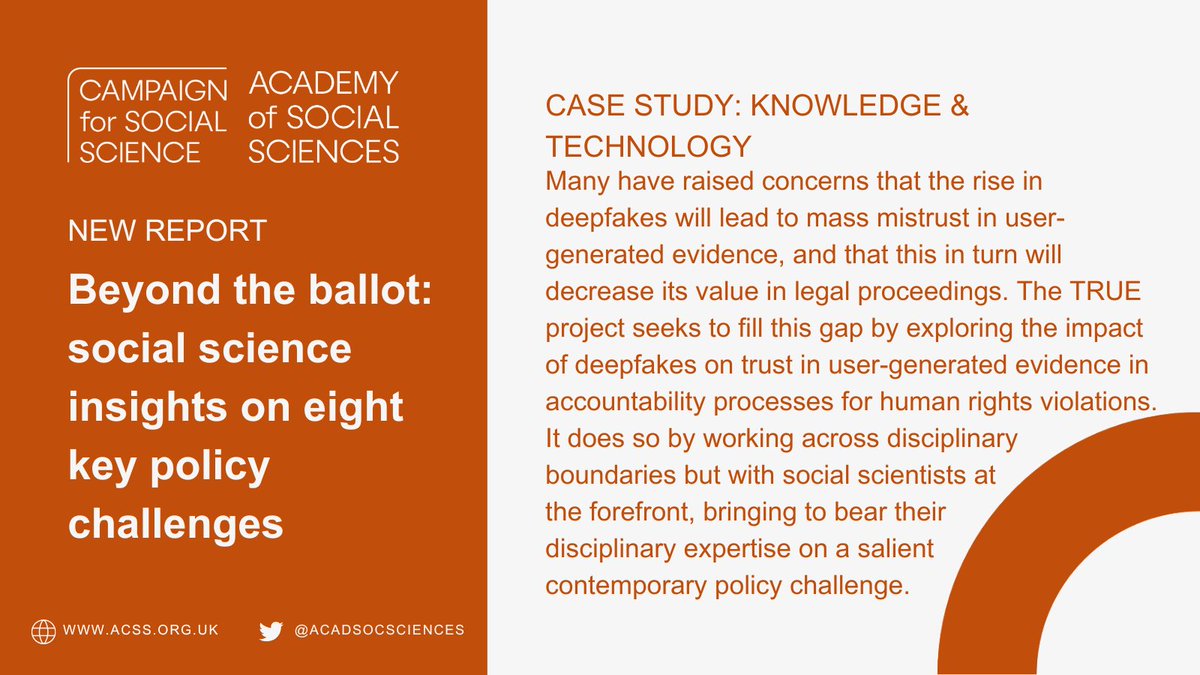 CfSocialScience's tweet image. The UK Government must navigate a range of questions on tech, innovation &amp;amp; education. Our new report highlights a case study on the work of @TRUE_Swansea which uses #socialscience to develop the first systematic account of trust in user-generated evidence.
acss.org.uk/publications/b…