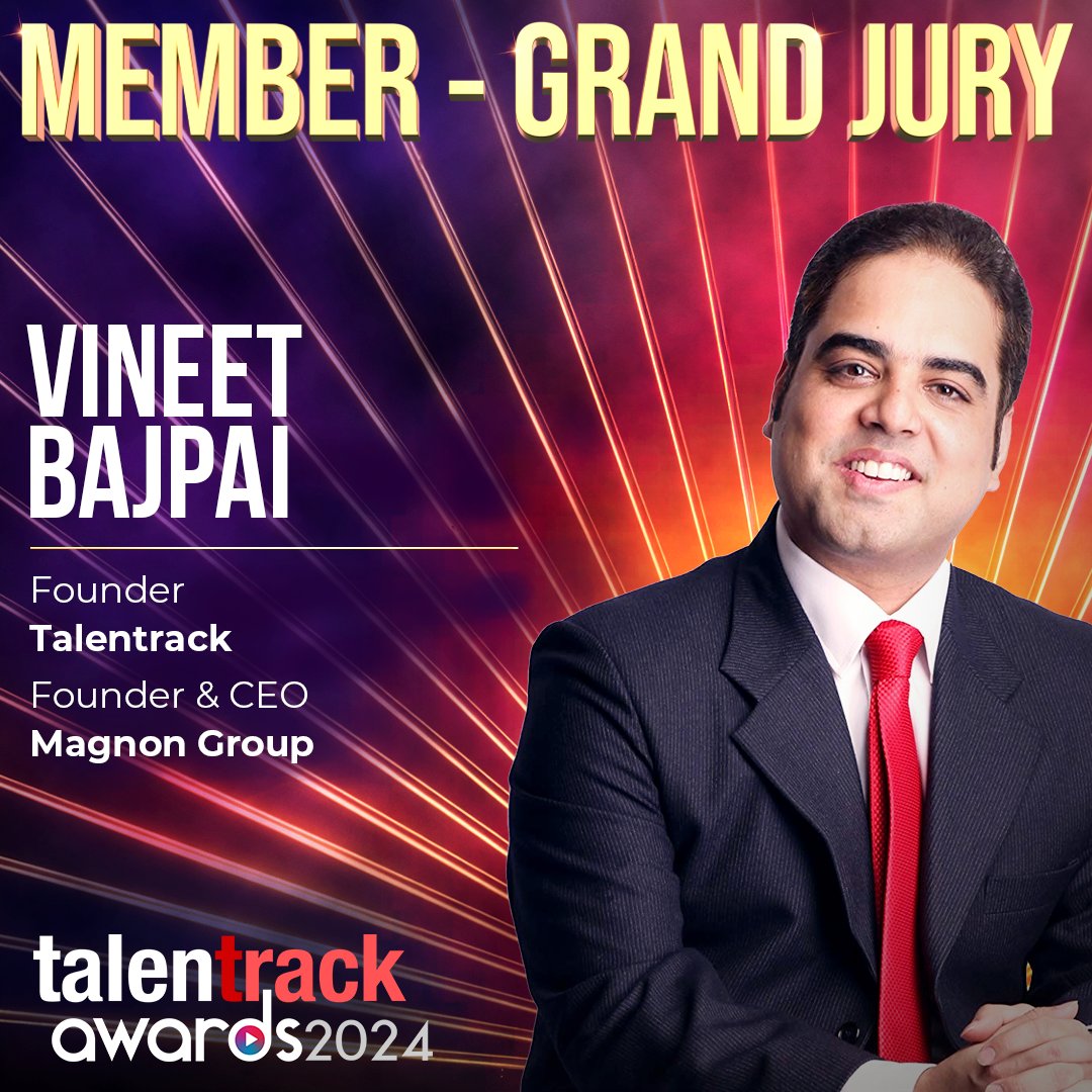 We are delighted to welcome Vineet Bajpai (<a href="/Vineet_Bajpai/">Vineet Bajpai</a>), Founder - Talentrack, Founder &amp; CEO - Magnon Group, as our esteemed member of the Grand Jury for Talentrack Awards 2024.

Learn More - talentrackawards.in

#TalentrackAwards2024 #OTT #DigitalContent #GrandJury