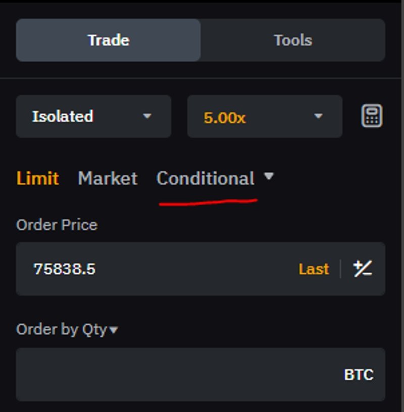 Karn__45's tweet image. /4 Step 2: Select the trading pair you want to trade, such as the BTCUSDT trading pair.

Step 3: In the Order panel (under Conditional), select Chase Limit as the order type.

#LearnWithBybit #cryptotrading #BYBIT