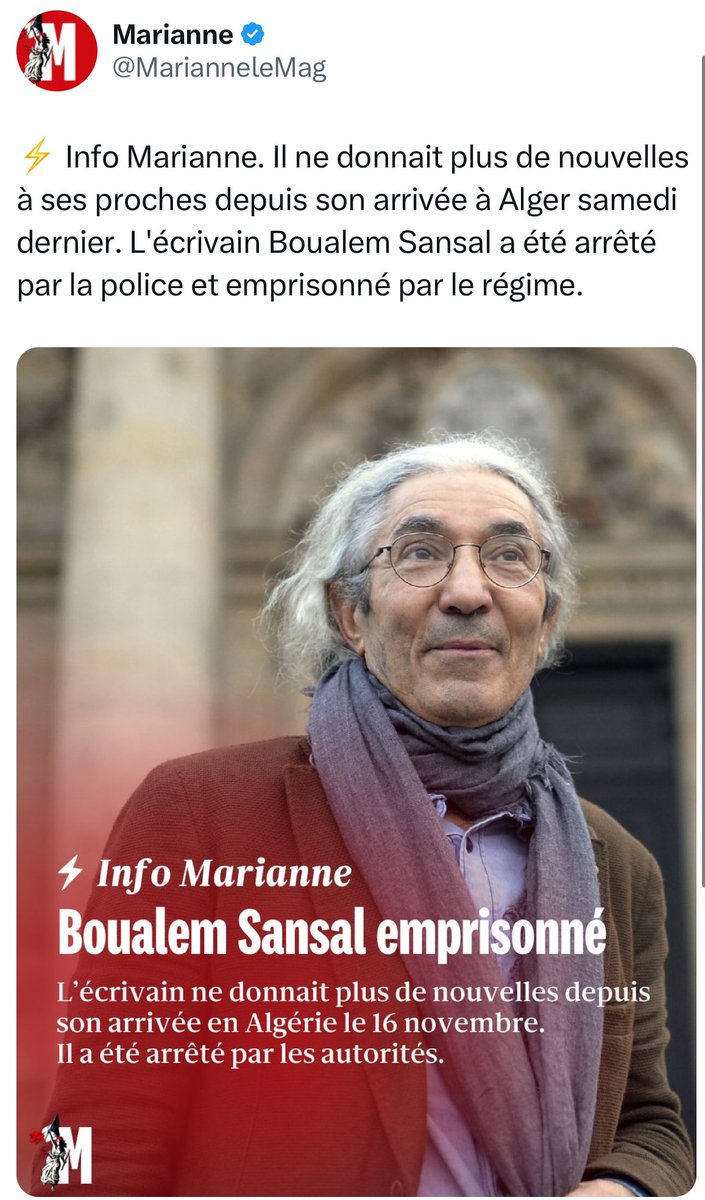On a l’impression d’un retour de la décennie noire. Nous devons soutenir Boualem Sansal, nos gouvernements doivent agir pour le libérer.