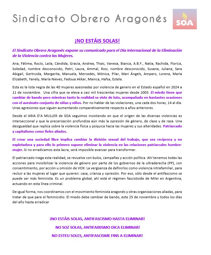 SINDICATO OBRERO ARAGONES (@nazionobrera) on Twitter photo 