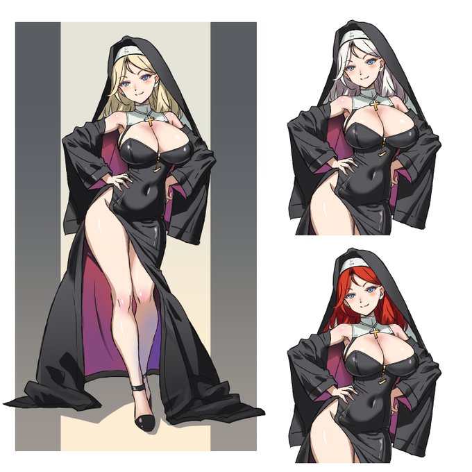 シスターのキャラデザ案。肌の露出が多すぎるという理由でNGに。結構気に入っているのでどこかで使いたい 