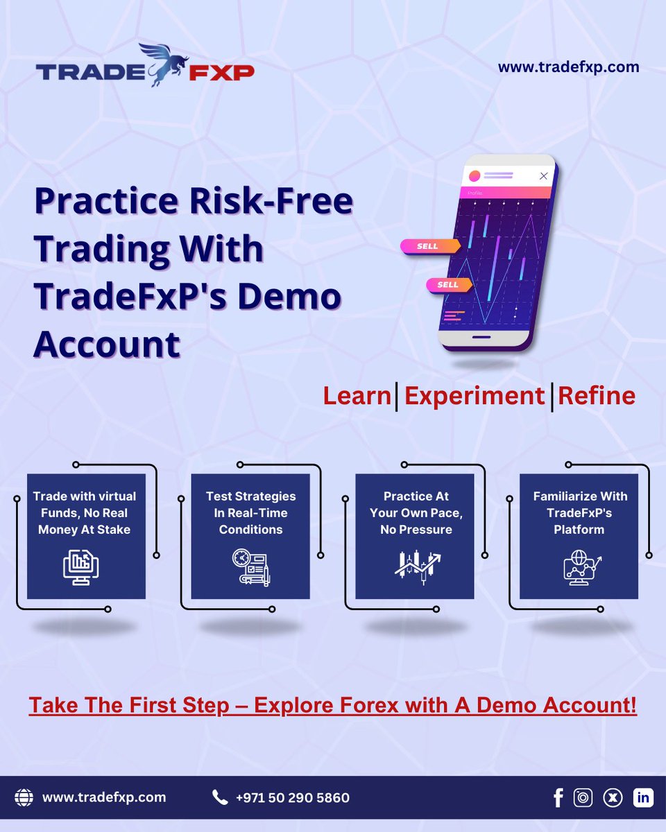 TradeFxPLtd's tweet image. New to forex trading? 

Start with a FREE demo account and get a risk-free experience.
🔹 No financial pressure
🔹 Test strategies in real market conditions
🔹 Master the platform tools

DM us to create your demo account now!

#TradeFxP #ForexDemo #LearnTrading  #StartTrading