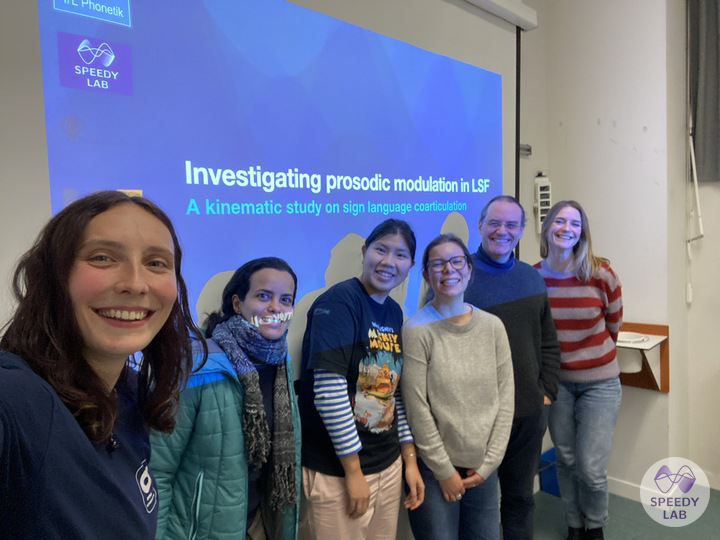 Speech Dynamics Lab (@speedy_lab) on Twitter photo Yesterday, <a href="/JustineMertz/">Justine Mertz</a> was invited to present her work on sign language coarticulation in the Phonology Colloquium at <a href="/goetheuni/">Goethe-Universität</a> Frankfurt. She was super excited to present the new results obtained with Lena Pagel, Doris Mücke and Giusy Turco, and they shared her enthusiasm!🤗 Yesterday, <a href="/JustineMertz/">Justine Mertz</a> was invited to present her work on sign language coarticulation in the Phonology Colloquium at <a href="/goetheuni/">Goethe-Universität</a> Frankfurt. She was super excited to present the new results obtained with Lena Pagel, Doris Mücke and Giusy Turco, and they shared her enthusiasm!🤗