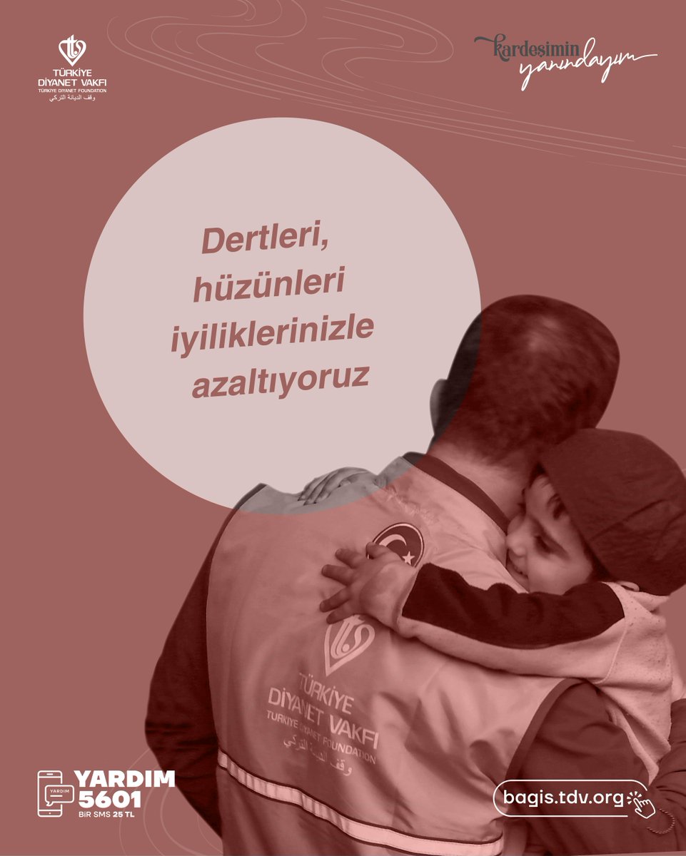 DiyanetVakfi's tweet photo. Dertleri, hüzünleri iyiliklerinizle azaltıyoruz 

Haydi sen de #KardeşiminYanındayım diyorsan YARDIM yazıp 5601'e SMS göndererek 25 TL bağışta bulunabilir, https://t.co/oMTpeiVYbW adresinden online bağış yapabilirsin. https://t.co/vSwqfZaVBI