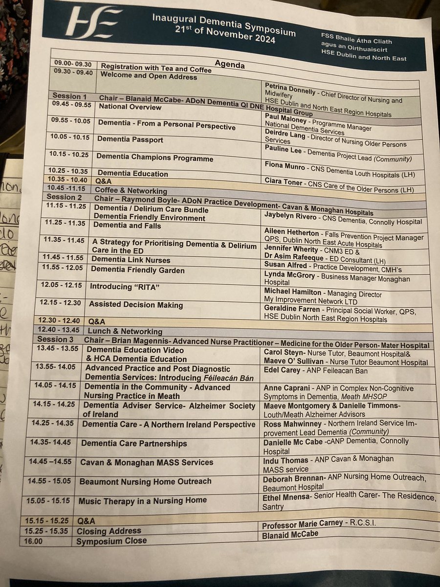 judymcentee@rcsihospitals.ie (@judymcenteercs1) on Twitter photo #DementiaDNE2024
Great day so far at Dementia Symposium, excellent demonstration of QI projects & updates on key area that support better Dementia care
<a href="/petrinadonnelly/">@donnellyp</a>
<a href="/blanaidmccabe/">blanaid mc cabe</a> #DementiaDNE2024
Great day so far at Dementia Symposium, excellent demonstration of QI projects & updates on key area that support better Dementia care
<a href="/petrinadonnelly/">@donnellyp</a>
<a href="/blanaidmccabe/">blanaid mc cabe</a>