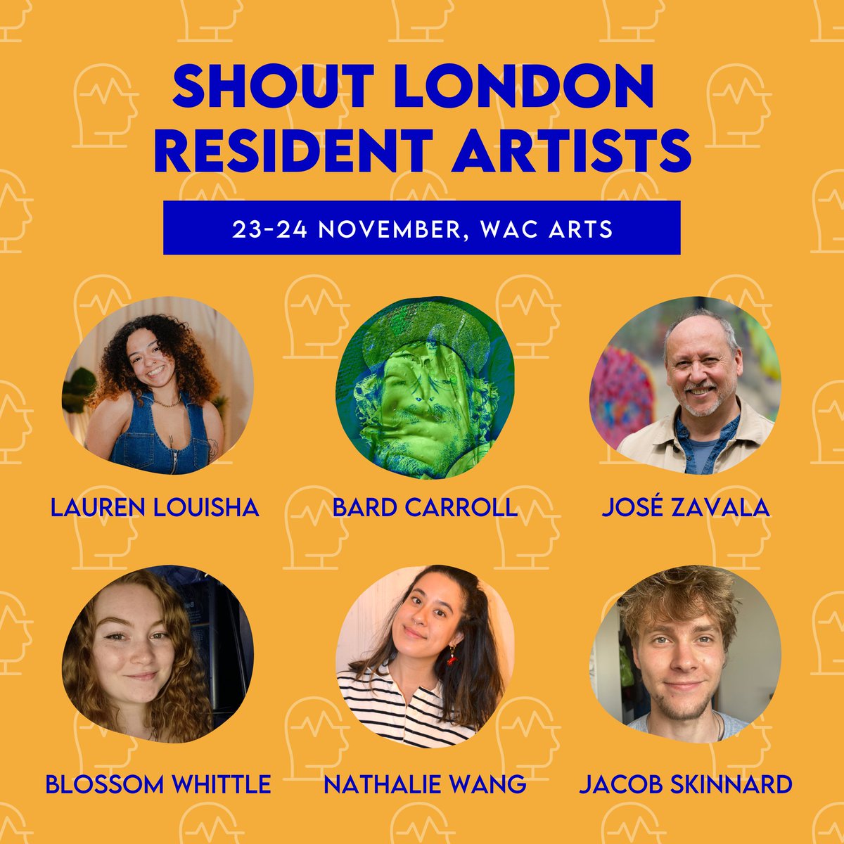 Meet the Shout London Resident Artists! 🎨✨

Explore their powerful and diverse creations, each reflecting unique perspectives on mental health and creativity. 

🗓️ Nov 23-24
📍 Wac Arts

FREE tickets here: shout.london/tickets
#ShoutLondon2024 #MentalHealthAwareness