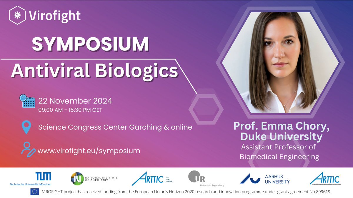 🎉Speaker Announcement
We're excited to welcome Emma Chory <a href="/chorye/">Emma J Chory</a> @ChoryLab as a speaker at our #VirofightSymposium🌍
She's a renowned Biomedical Engineer working at the intersection of synthetic biology &amp; viral therapeutics💡

Don't miss her talk &amp; join: virofight.eu/symposium