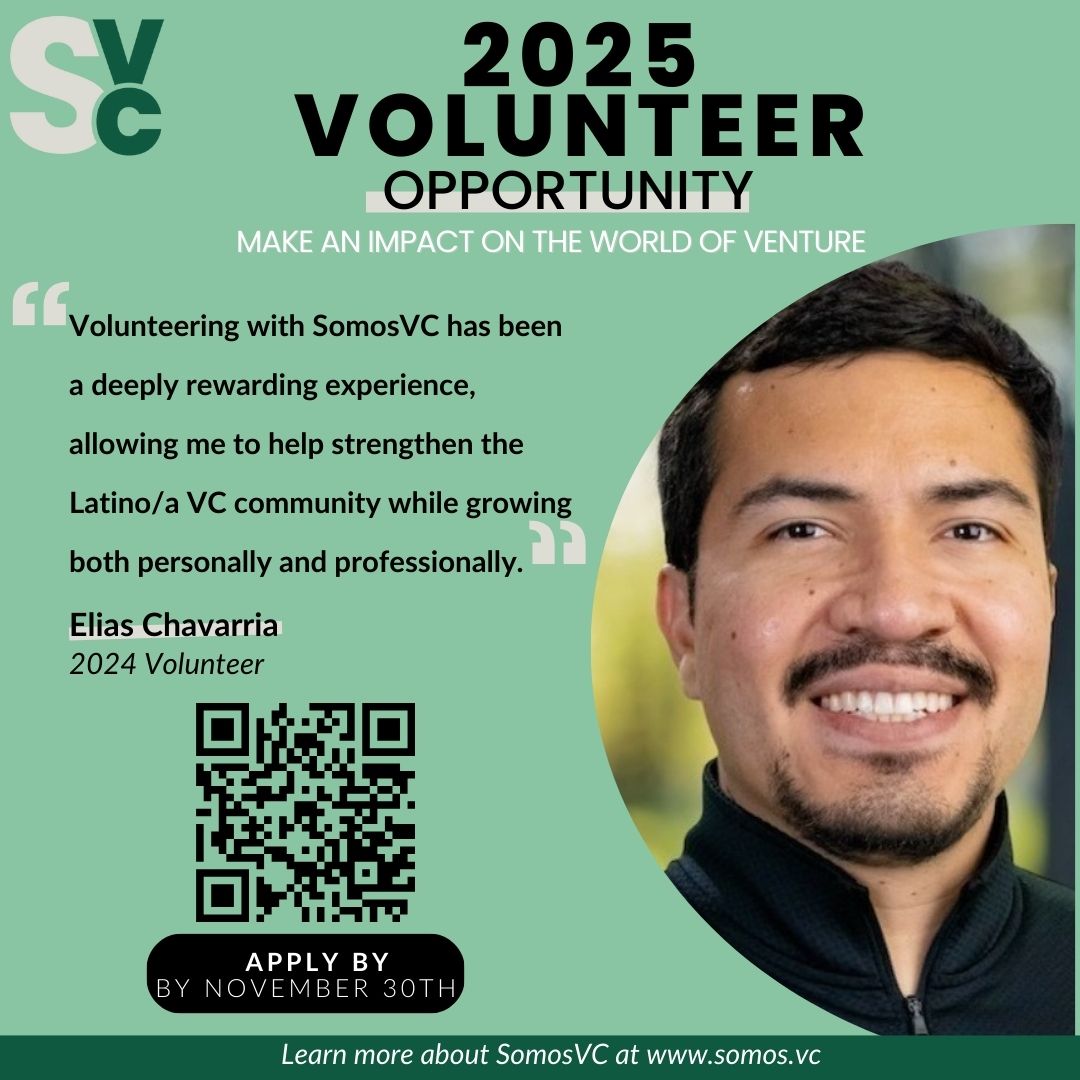 Ready to roll up your sleeves in 2025 and make an impact? 

Join us and shape the future of Latinos/as in VC. Apply now! 🔗bit.ly/somosvc2025vol…. Applications close on 11/30.