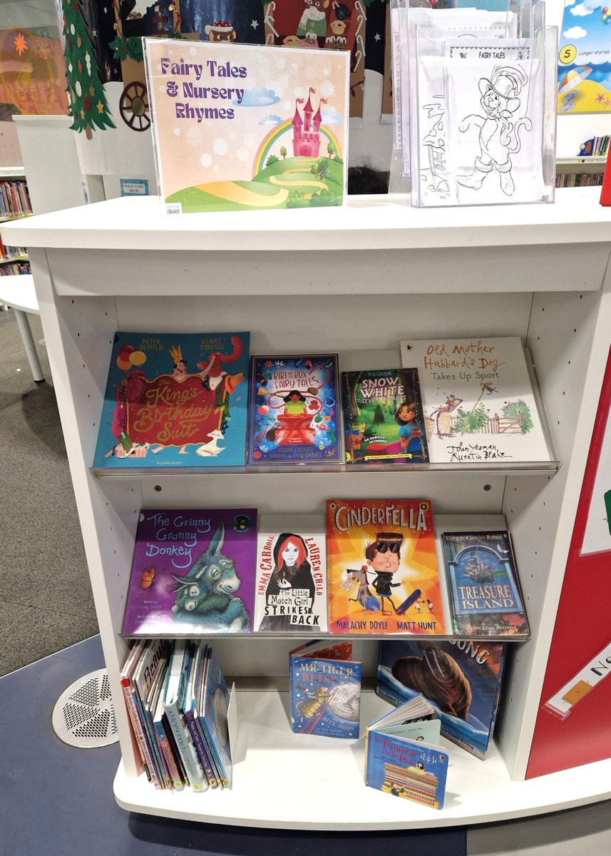 southendlibrary's tweet image. Our new display in the #ChildrensLibrary at The Forum celebrates #FairyTales &amp;amp; #NurseryRhymes. You'll find a lovely selection of the traditional and the imaginatively retold. Includes #NewBooks!
We also have a (limited) supply of colouring and activity sheets. ✏ Please drop by!